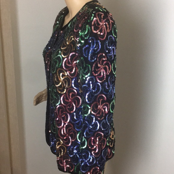 Vintage Laurence Kazar sequins blouse/jacket PM - Picture 2 of 8